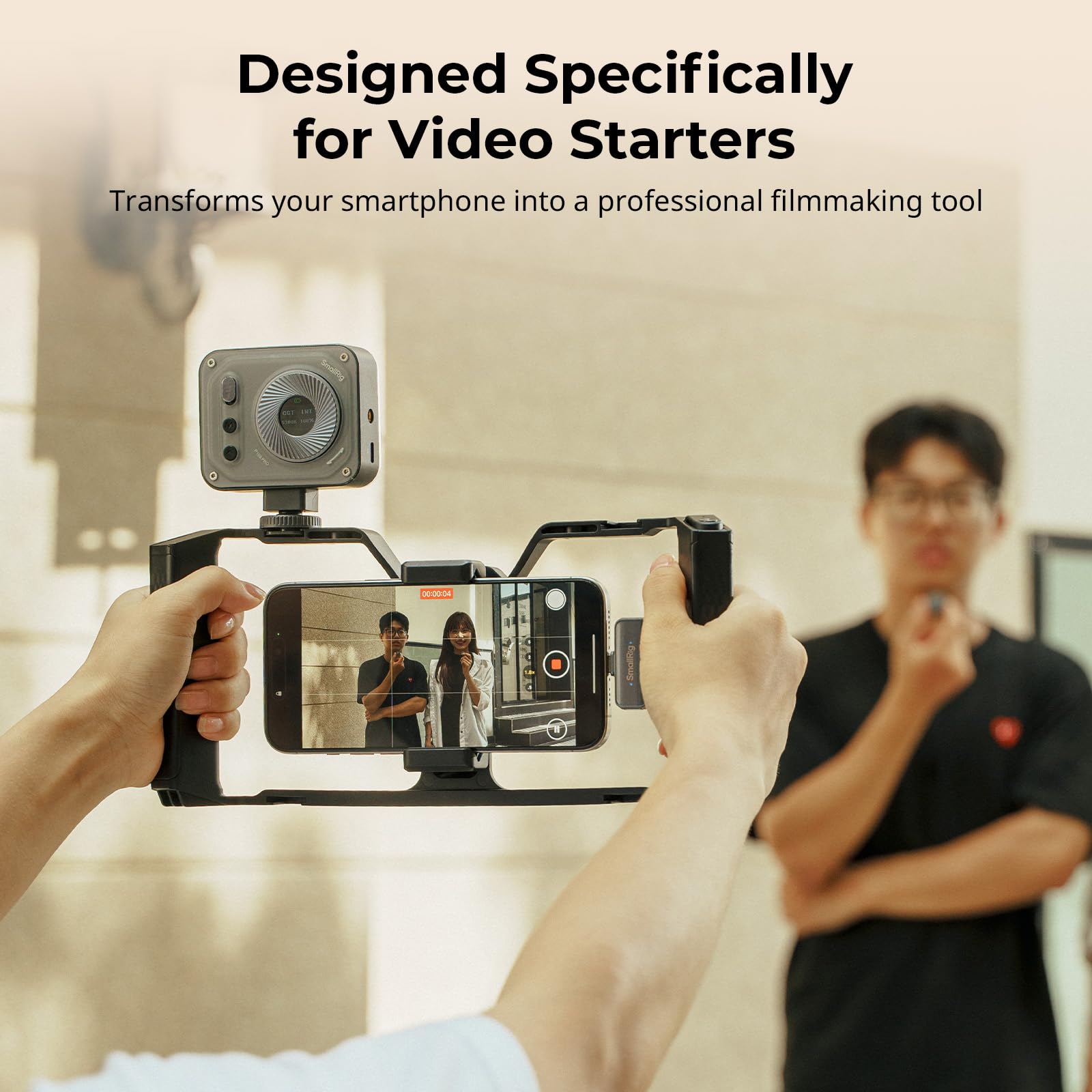 SMALLRIG IG-01 IntegraGrip Universal Phone Cage con Controller Wireless WR-06, Design V-Mount, Attacchi Cold Shoe, Fori Filettati da 1/4"-20, Presa QD, Adatto per iPhone e Android - 5356