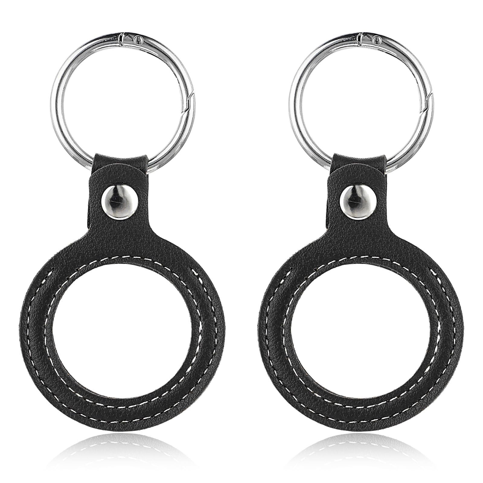 Tucnoeu 2pcs Pu Leather Coin Holder Black Coin Holder Keychain Waterproof Clear Coin Holder with Double Sides Scratchproof for AA Coin,Soft Silicone Key Ring Coin Collection Stroage