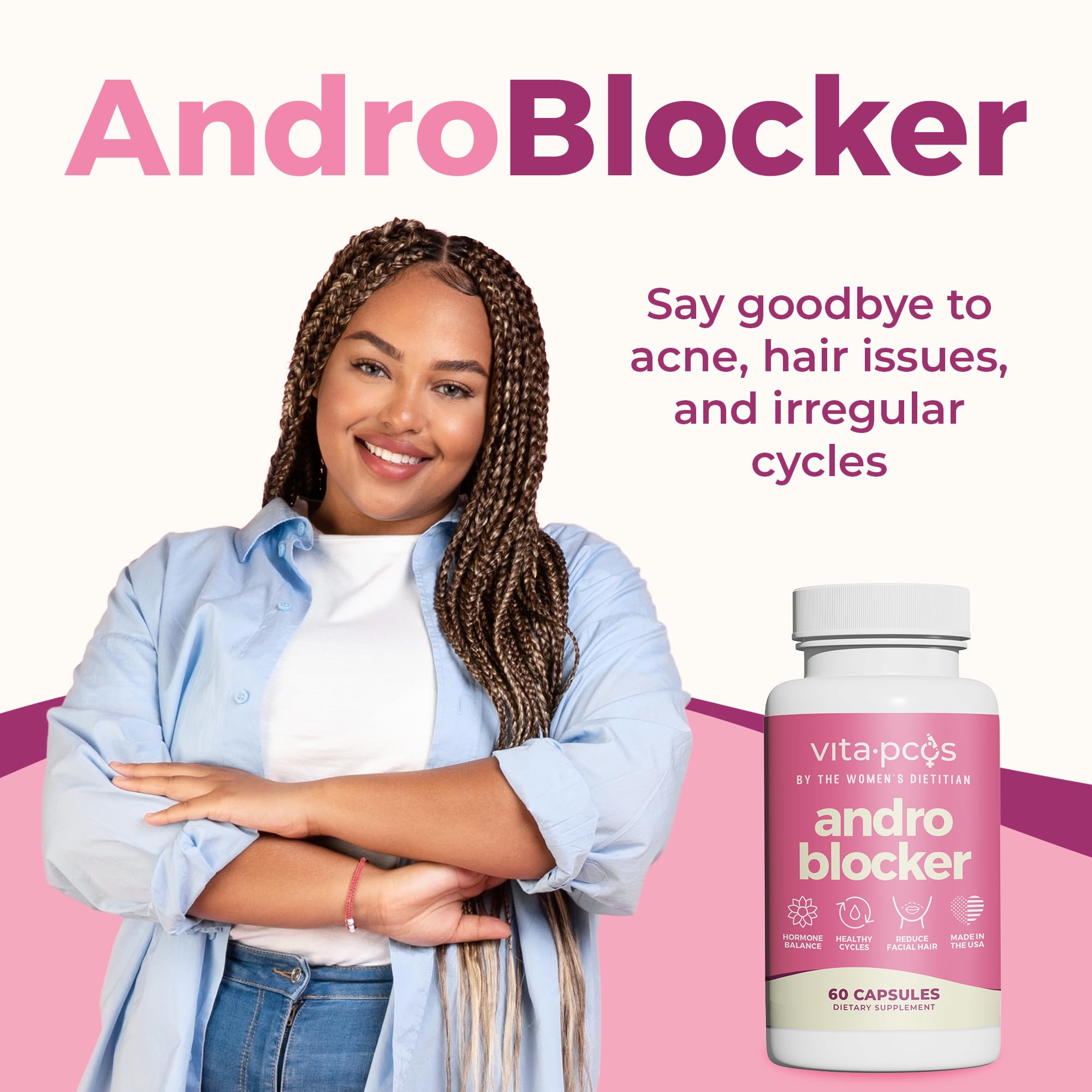 AndroBlocker 8-in-1 Women Supplement with Inositol & Zinc, 60 Capsules — Amazon image 3