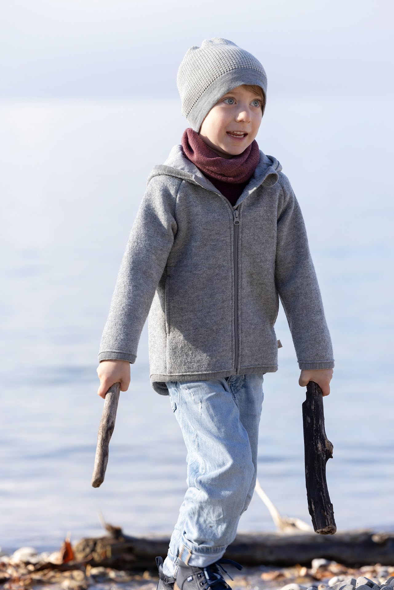 Disana Walk-Jacke Zipp Baby & Kinder - 100% Bio-Merino, Wollwalk – atmungsaktiv & warm - Unisex, Gr. 74 – 140 - nachhaltig & fair – mit Reißverschluss - Made in Germany