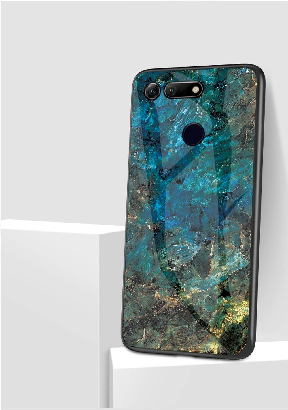 MadBee Cover per Huawei Honor Play 4T [con Pellicola Proteggi Schermo],Custodia Protettiva in Vetro Temperato 9H[Modello di Fibra]+ Cornice Paraurti in Silicone Morbido Cover Case (Nero