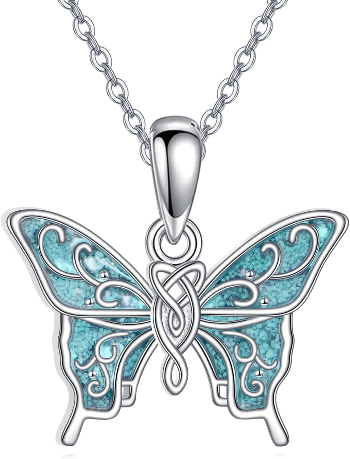 Turquoise Necklace 925 Sterling Silver Dragonfly/Butterfly/Dolphin/Justice Scale/Lighthouse/Wave Pendant Jewelry Gift for Women Mom Wife