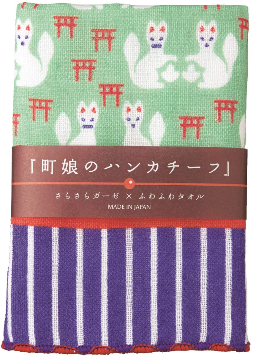 Amazon｜宮本 ハンドタオル 町娘のハンカチーフ/狛狐 25×25cm 2457