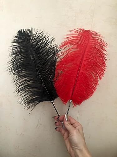 Miniatura 6 de Bolígrafo de pluma de avestruz, pluma de tinta negra para oficina, suministros escolares, bolígrafo de firma de boda, regalo de cumpleaños (1