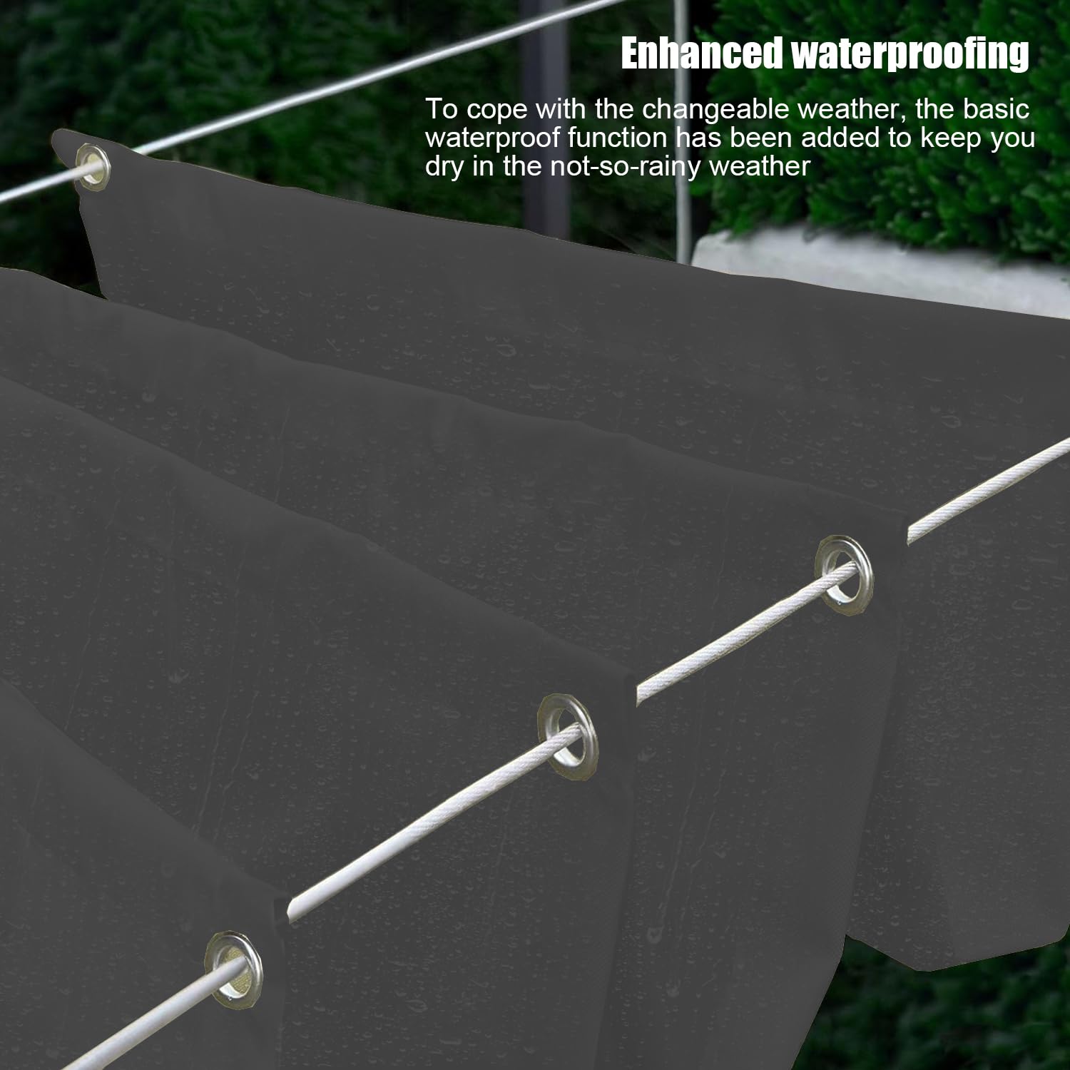 Einziehbare Welle Sonnensegel 2x3M, Verstellbar Aufrollbar Sonnenschutz Mit ösen, Spannmarkise Beschattung, Markise Wasserdicht Verstellbar Markisenstoff Für Terrassenüberdachung - Dark Graphit