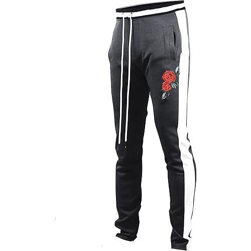 Screenshotbrand Mens Hip Hop Premium Slim Fit Track Pants - Athletic Jogger Bottom with Side Taping