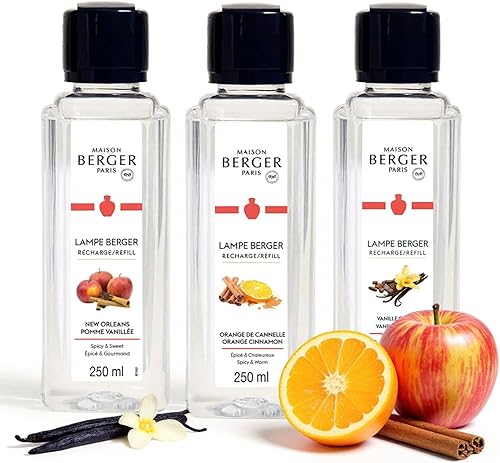 Lampe Berger - Recambio de trío de fragancias para difusor de aceite de fragancia para el hogar, 3 x 8.45 onzas líquidas, 3 x 8.5 fl oz (Trio Warm)