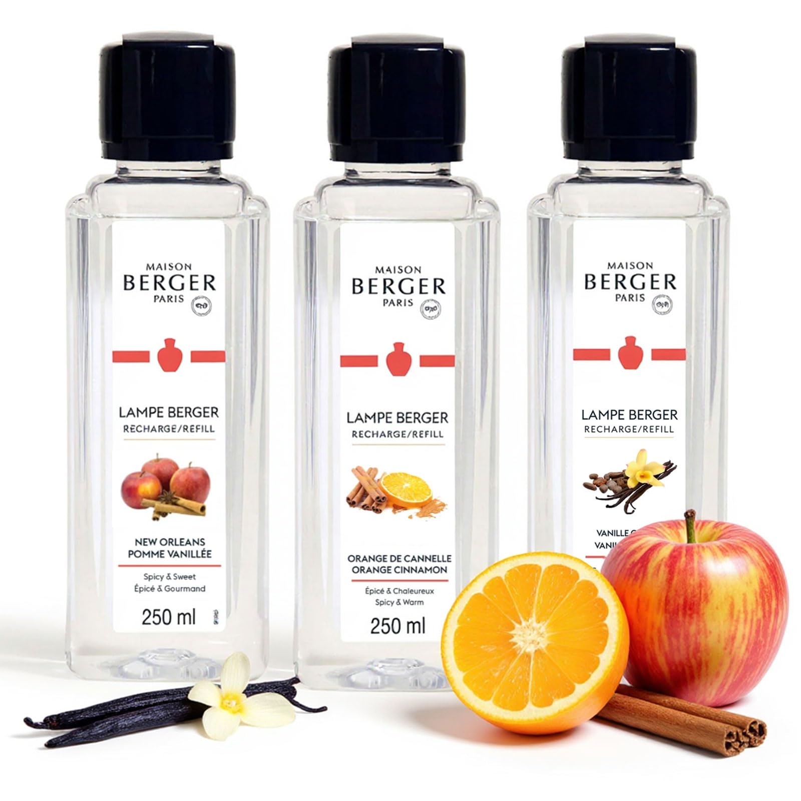 MAISON BERGER Lampe Fragrance Trio Refill for Home Fragrance Oil Diffuser - 3 x 8.45 Fluid Ounces - 3x250 milliliters (Trio Warm)