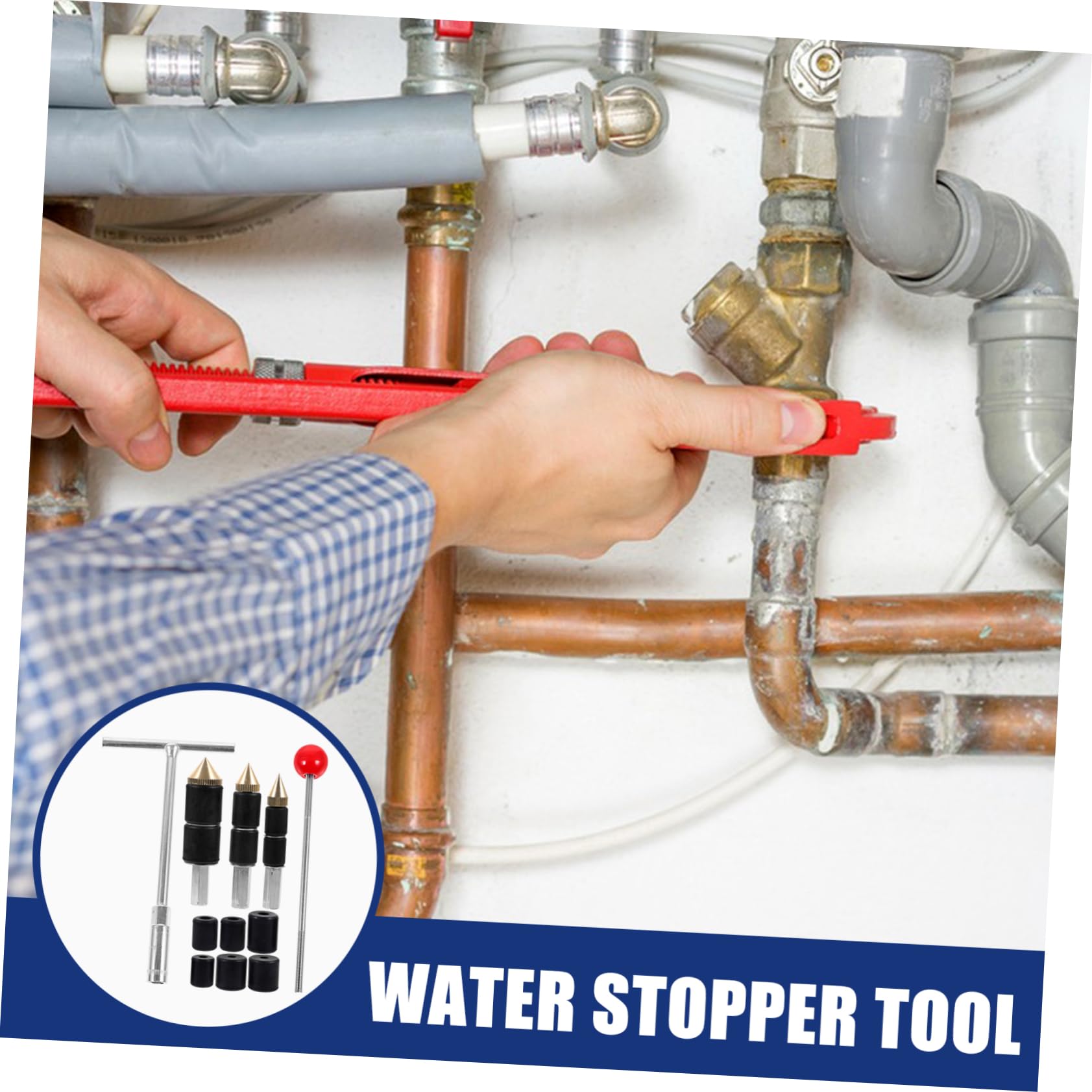 Uonlytech Llave De Tope Para Tubería De Agua Termofusible Con Pasadores De 1/2 3/4 Y 1 Pulgada Herramienta De Plomería Para Reparación De Fugas Fácil Y Versátil 6.69X3.77X0.51In