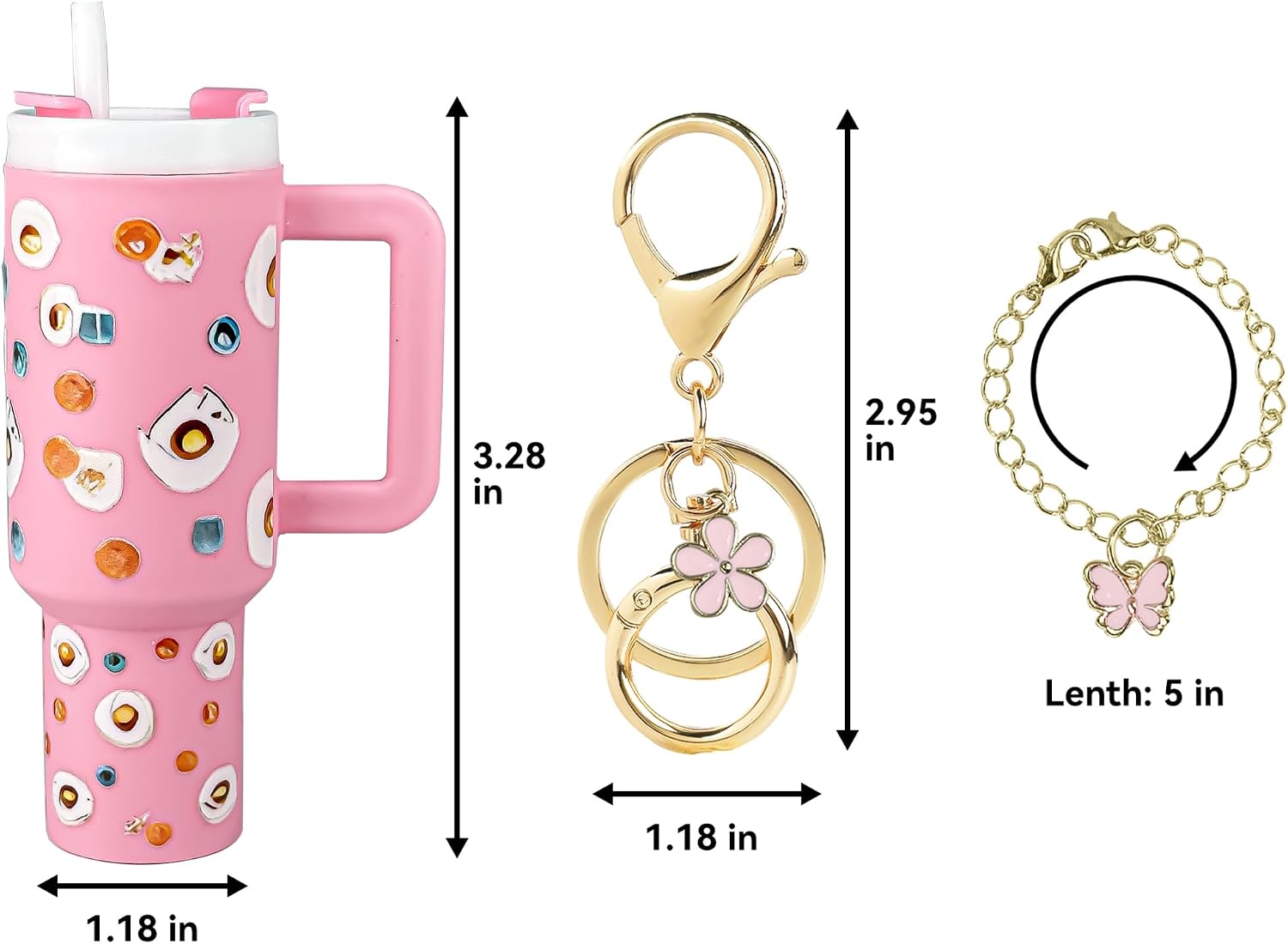 Mini Tumbler Keychain Accessories for Stanley Cup, 2 Way Cute Charms Chapstick Lip Balm Holder for Women Purse Handbag image 2