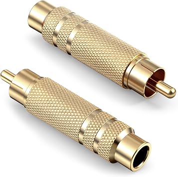 RCAConnector to 1/4 Inch Adapter, Gold Plated RCAConnector Male Plug to 6.35 mm 1/4 Inch TS Female Audio Converter Male Plug Adapter for Speaker, Microphones, Guitars and Audio Equipment, 2 Pack