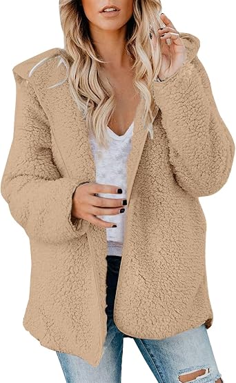 The Day of Deals of Clearance,Winter Hiking Puffer Coats Coat Pockets Open in Front of Hooded Jacket Khaki, XXL,Warm Sherpa Thermal Winter Coats with Pocket,Black Frid AmazonS Warehouse Cl