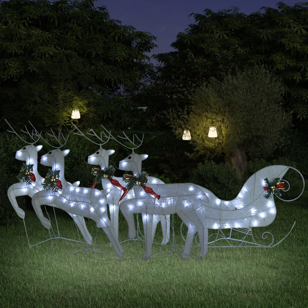 led lichterkette mini,deko lichterkette,lichterkette mit klammern für fotos,Rentier mit Schlitten Weihnachtsdekoration 100LEDs Outdoor WeißGeeignet für Patio, Schlafzimmer, Wohnzimmer, Weihnachten