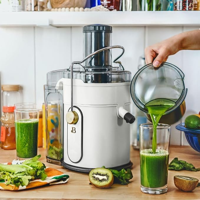 Beautiful 5-Speed 1000W Electric Juice Extractor with Touch Activated Display (White Icing)