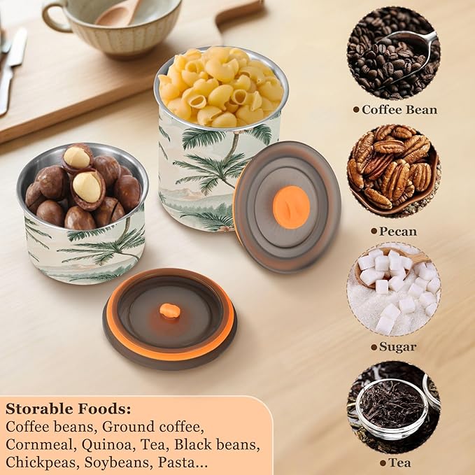 Kigai Palm Tree Coffee Container con Tapa Airtight 30 oz Acero Inoxidable miniatura 6