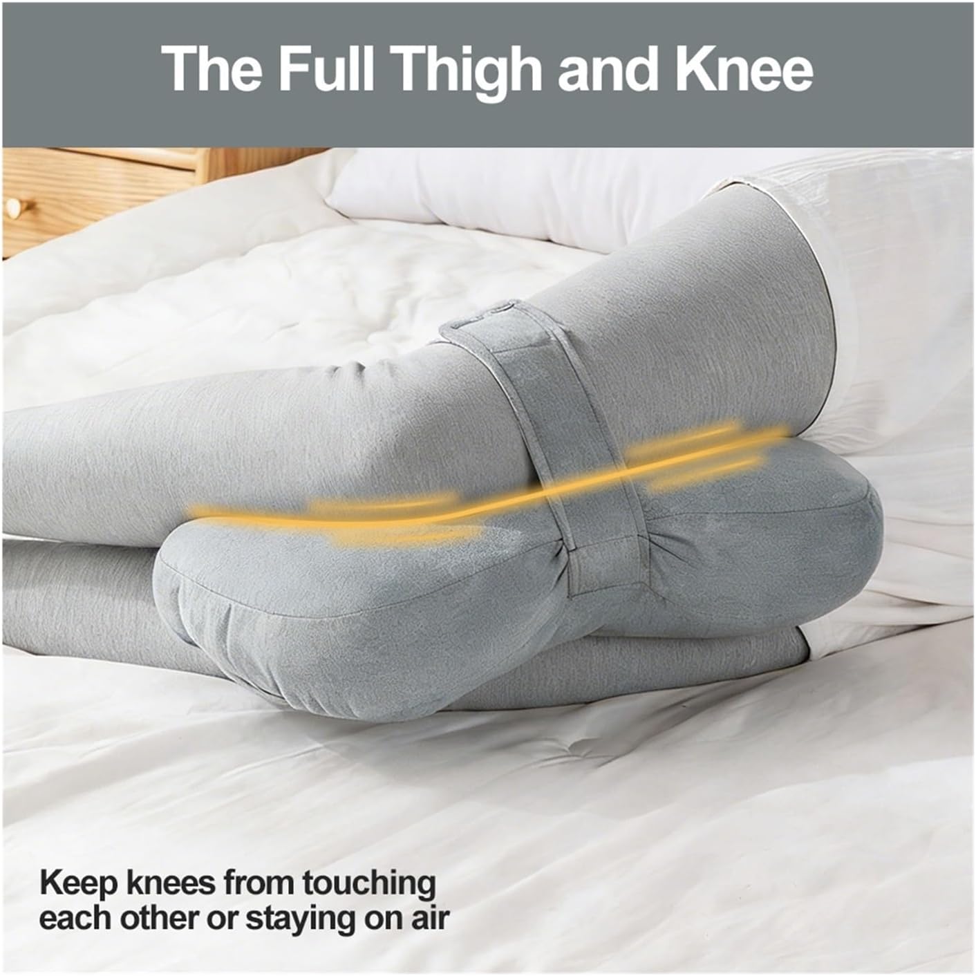 Knee Pillow for Side Sleepers，Support Leg for Hip & Back Pain, Plush Bind Belt & Machine Washable(Pink-1)