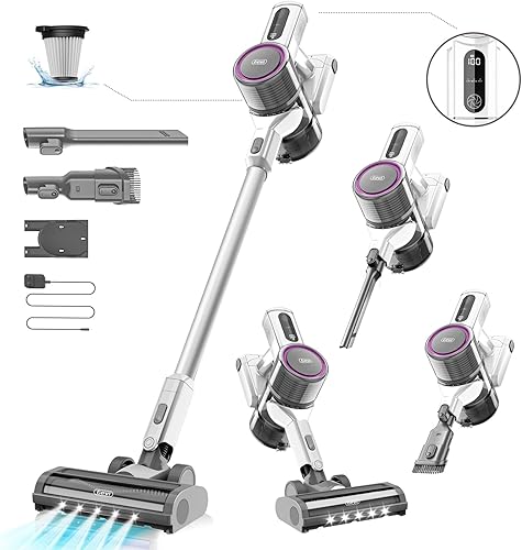 Aspiradora inalámbrica para el hogar Potente aspiradora de palo de 400 W Batería desmontable de larga duración Pantalla LED Limpieza profunda