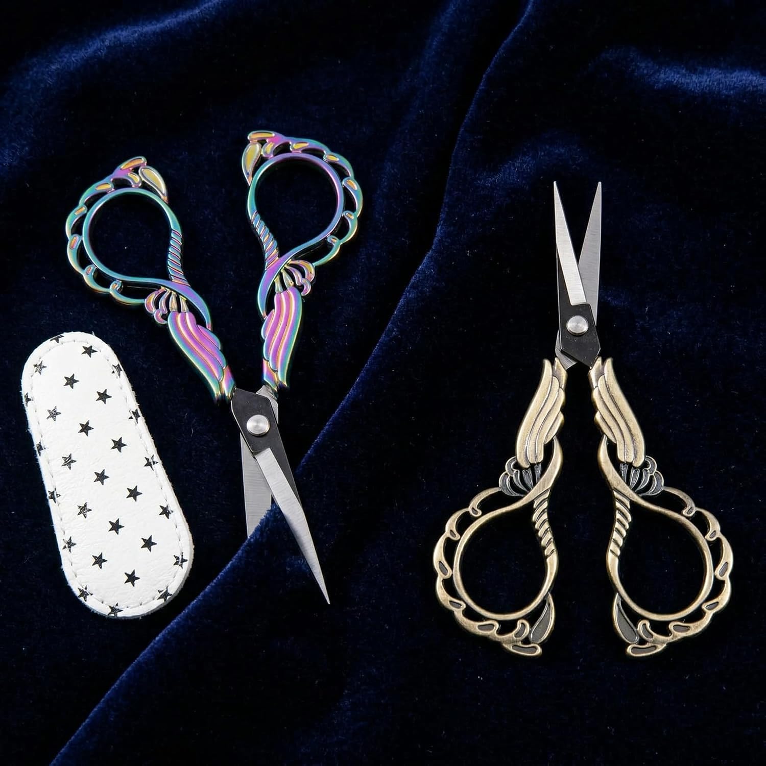 2-Pack Embroidery Scissors Kit with Covers - Cute Cut-Out Design Handles, Sharp Tips for Precise Cutting - Ideal for Craft, Sewing, and More