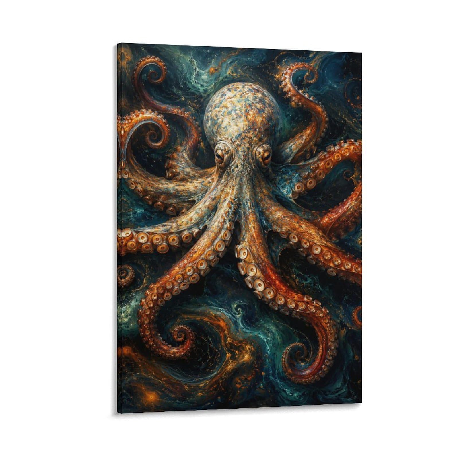 W7C8U2X3 Deep Sea Octopus Canvas Wall Art, Ocean Fantasy Wall Art