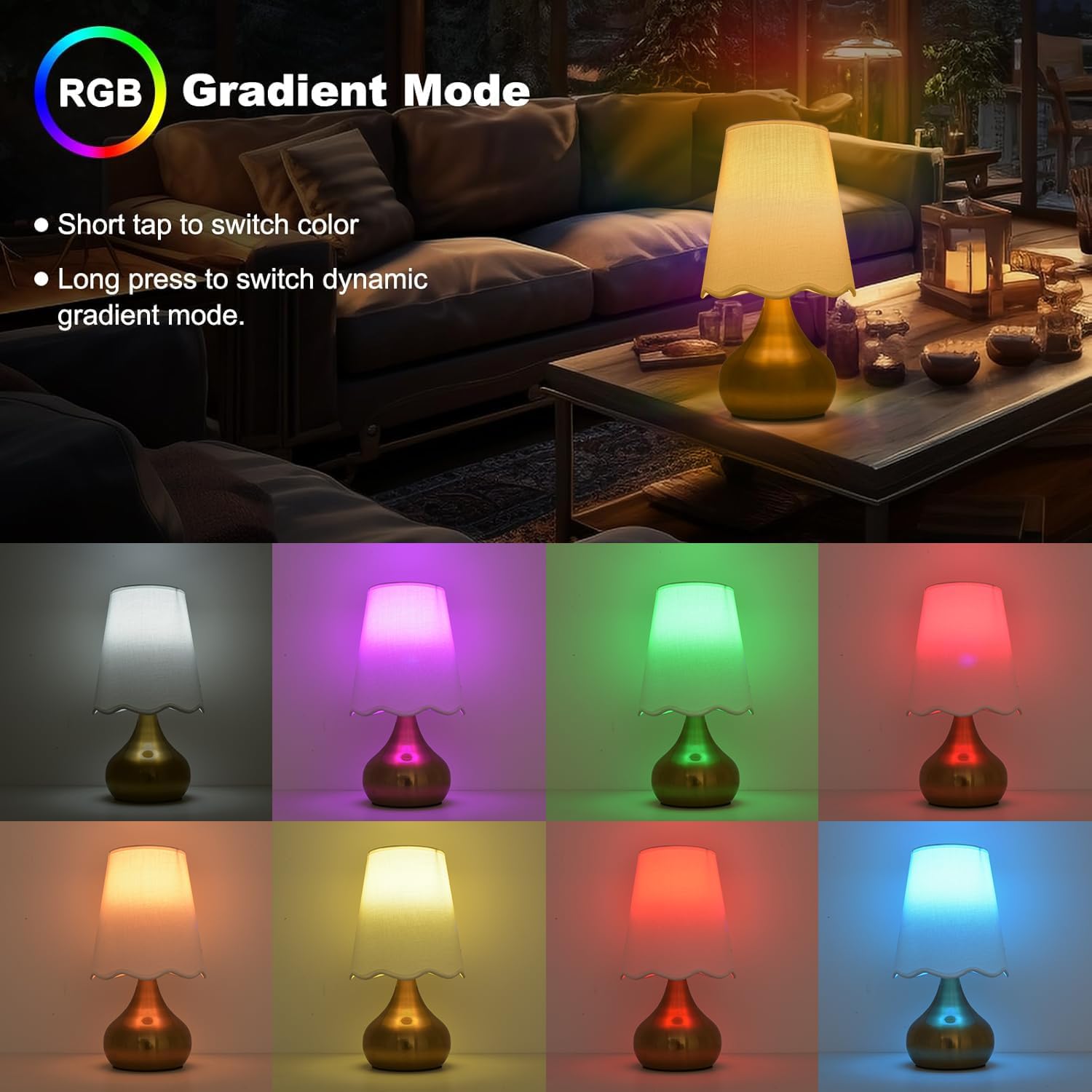 Small Table Lamps for Living Room,Cute Cordless Lamps Rechargeable for Bedroom,Mini Cordless Bedside Lamps with Battery Operated Bulb,12 Colors Rechargeable Table Lamp for Nightstand Bedroom