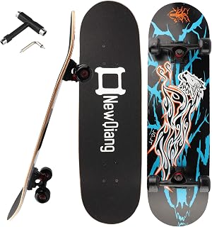 Skateboard Complete, 31" x 8" Double Kick Concave Pro Skateboards for Trick, Freestyle, Carving and Cruising with All-in-one T-Tool