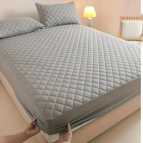 Protector de colchón impermeable, tamaño Queen, refrescante, tela de aire 3D, silenciosa, con bolsillo profundo de 4 a 14 pulgadas de profundidad,
