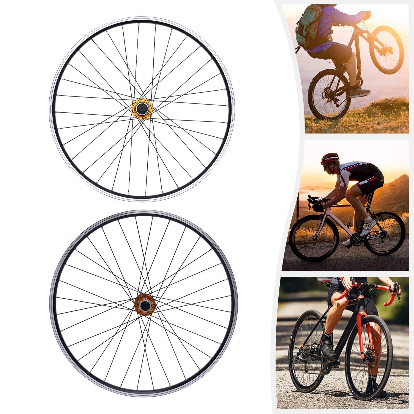 Par de ruedas MTB 27 5 pulgadas de aluminio freno de disco, rueda bicicleta montaña 27 5 doble pared cubo dorado para All Mountain Enduro, rodamiento impermeable 4 rodamientos 100 135 mm