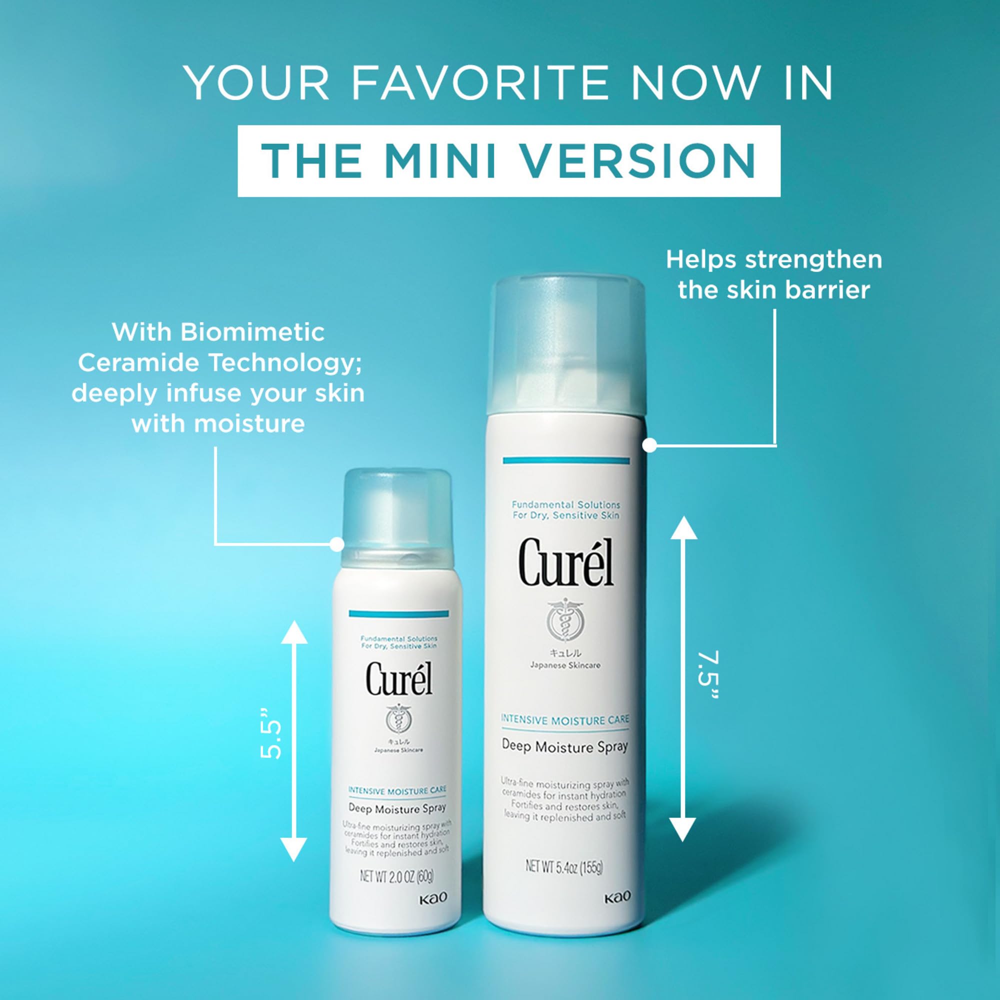 Curel Curél Spray Hydratant Profond Mini 60 g pour peaux sèches et sensibles