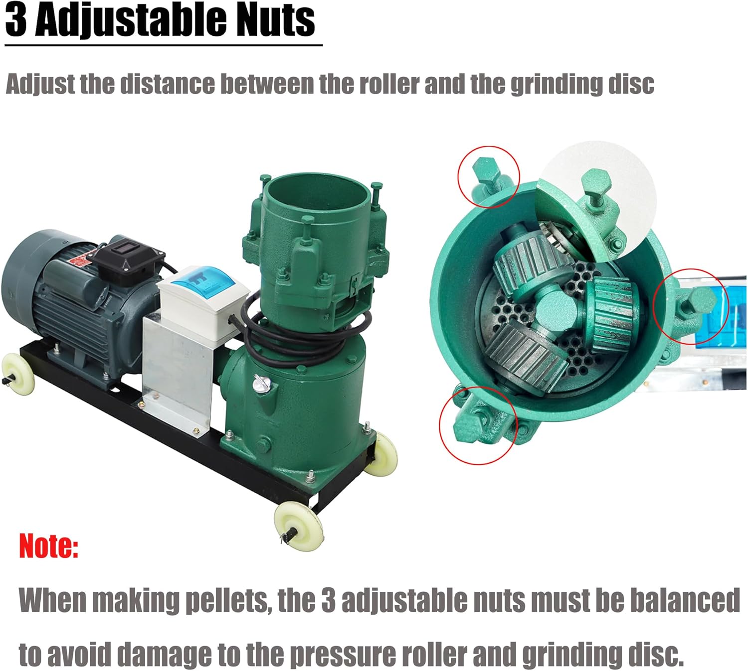 Animal Feed Mill Pellet Machine Chicken Feed Grinder Granulator Farm Electric Food Mill Grinder 3 Head Rollers 3MM Holes Plate 220V