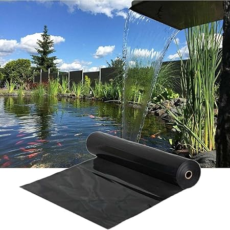 Image Pond Liners, Heavy Duty Fish Pond Preformed Liners Gardens Pools Membrane Puncture Resistance Pond Underlay Impermeable Film for Streams Fountains, Water Garden (Black/0.3mm 1.5x3m)