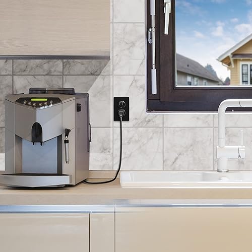 Miniatura 77 de ENERLITES Placa de pared dúplex para toma de receptáculo, cubierta de toma de corriente eléctrica, acabado brillante, tamaño mediano de 1 banda