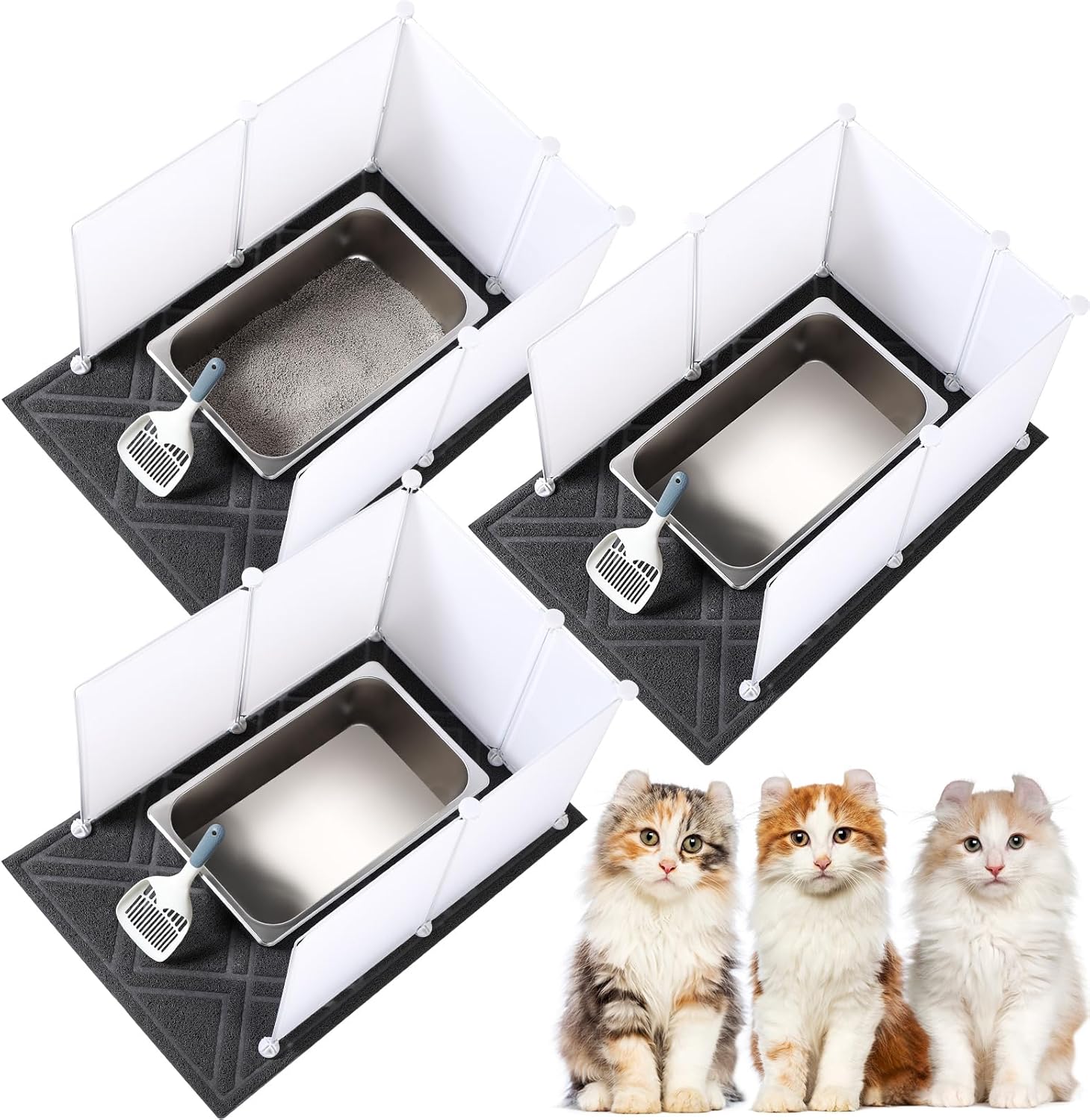 Yungyan 3 Set Stainless Steel Cat Box, Large Metal Cat