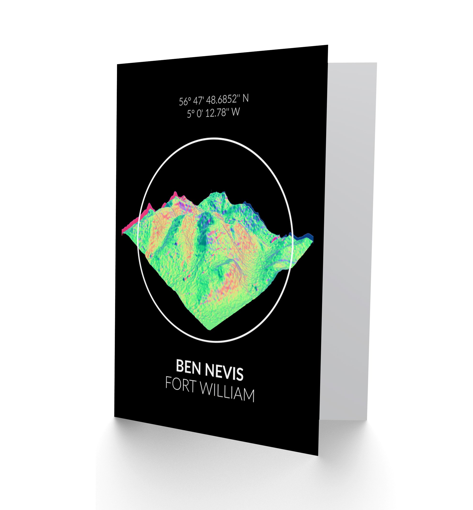 Wee Blue Coo Ben Nevis Mountain Topography Highland Scotland Greetings Card