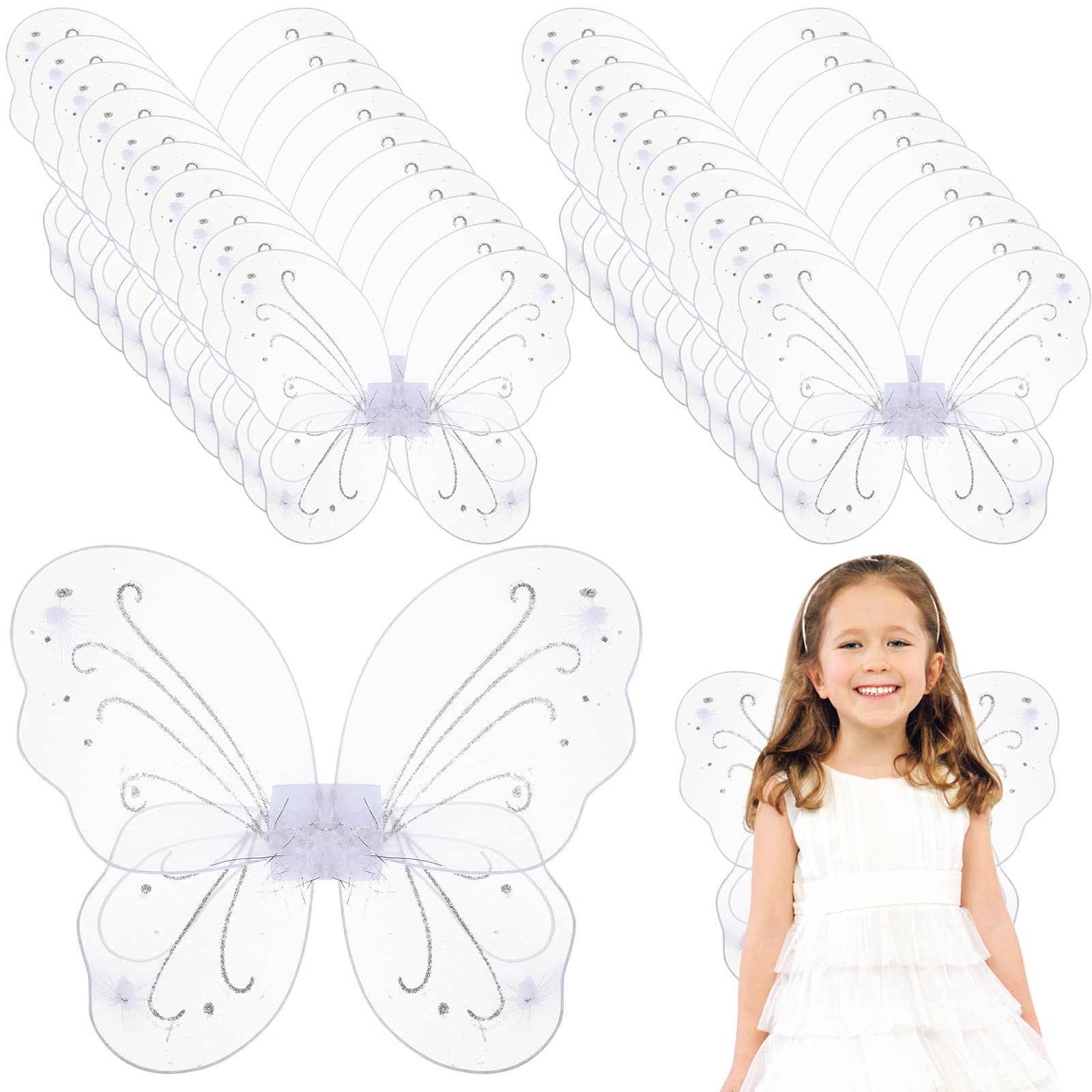 Chivao 20 Pieces Fairy Wings Butterfly Wings Dress up Birthday Wedding Decoration Halloween Party Accessory for Kids Girls