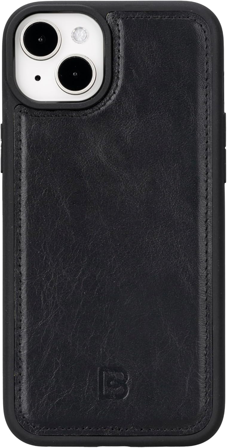 BOULETTA Compatible with iPhone 15 Case Magsafe Compatible Full Grain Leather Soft Snap-on Back Cover, Slim, Protective Shockproof Phone Case 6.1 inches, Purple
