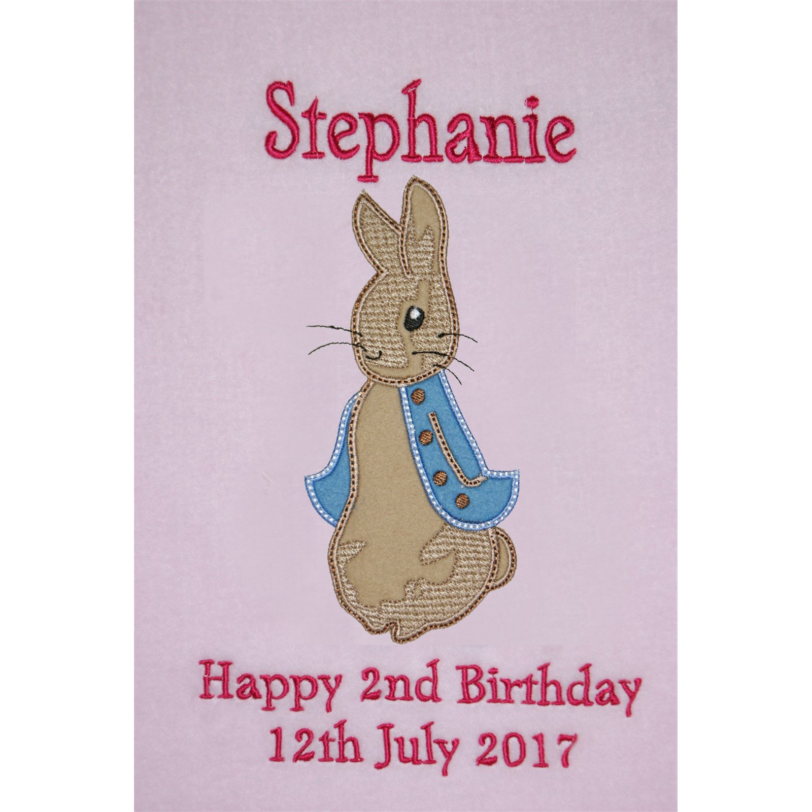 Oh Sew Simple Baby Rabbit Personalised Super Soft Fleece Baby Blanket (01 Pink)
