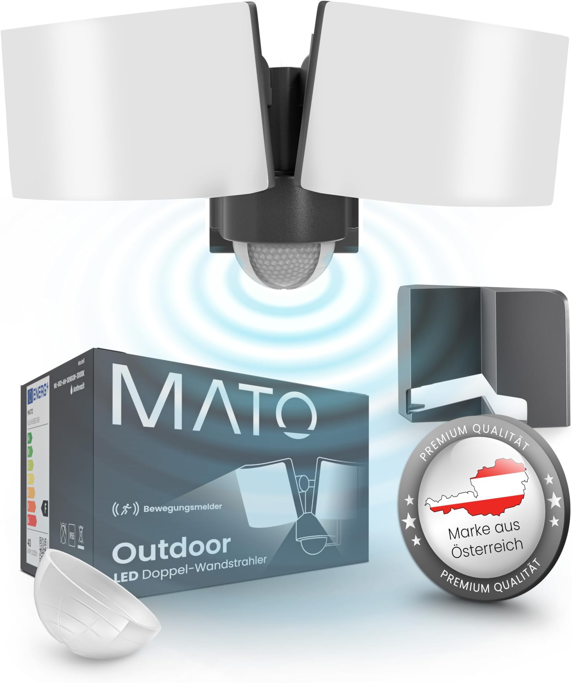 Oktaplex lighting LED buitenspot met bewegingsmelder Cali Dos Motion - IP65 twee koppen 40W 3000K warm wit - buitenspot antraciet met masterfunctie