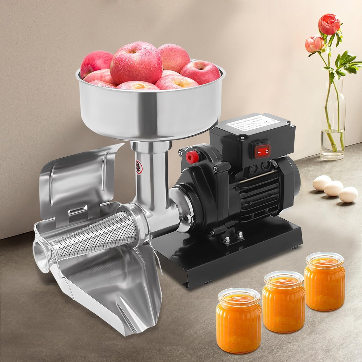 Robot da Cucina Elettrico Professionale da 450 W per Salsa di Pomodoro, in Acciaio Inossidabile, Ideale per Pomodori, Fragole E Mirtilli - Macchina Efficiente per Tritare E Spremere.