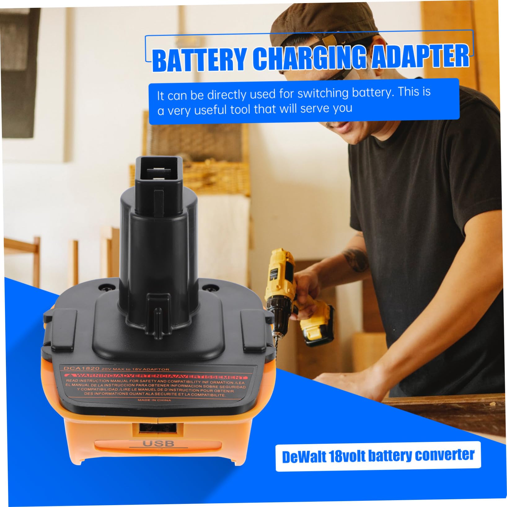 Convertidor de Batería 18v/20v a 18v Abs, 2 Juegos | Adaptador de Iones de Litio, Conector de Alimentación, Corriente Nominal 3a y Respuesta de Emergencia