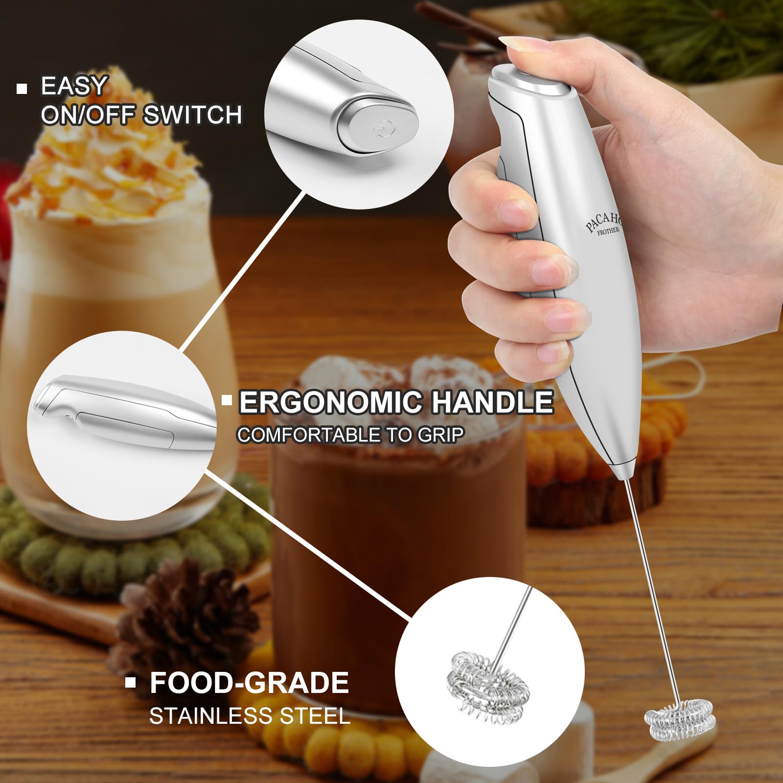 Zulay Kitchen High Powered Fouets à Lait Complete Set - Handheld Mousse Maker pour Lattes Zulay Kitchen High Powered Fouets à Lait Complete Set - Handheld Mousse Maker pour Lattes