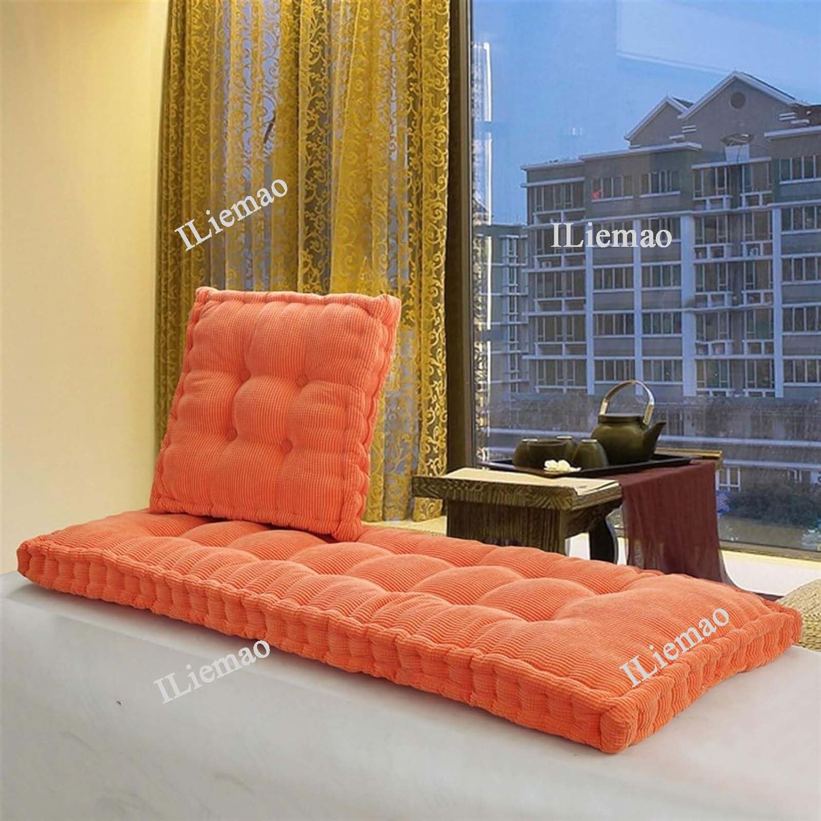 1 Seater 2 Seater Porch Swing Cushion Bench Cushion Outdoor Indoor 120cm 150cm 3 Seater 100cm 140cm 240cm Garden Cushions 50x50 Reversible Chair Pad 40x40 Cushion for Office Chair Garden Bench(Orange - Image 2