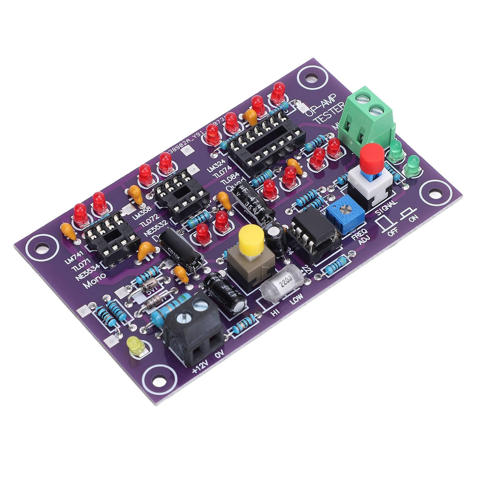 Operationsverstärker-Testplatine OP AMP-Testmodul für Single Double Quad DC12V T2-Tester