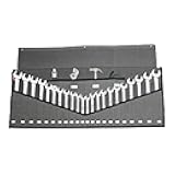 BULL TOOLS Heavy-Duty 26-Pocket Wrench Tool Roll Organizer, Cotton Duck Canvas Roll-Up Tool Bag, Compact Tool Pouch for Mechanic-Grade Roll for SAE & Metric Tools - Sand Washed Grey (Tools Excluded)