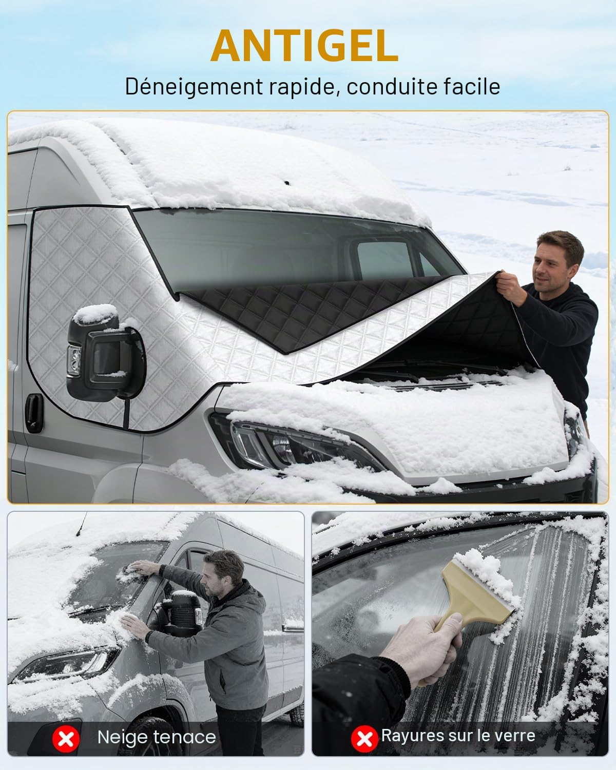 Pare Soleil Ducato Couverture de Pare-Brise Camping Car Thermique Isolation Ducato Impermeable avec Fermetures Éclair pour P-eugeot Boxer C-itroen Relay X250/290