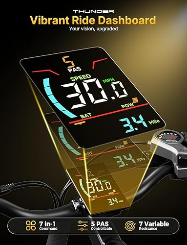 Miniatura 7 de Jasion Thunder Electric Bike for Adults,1500W Peak,26''x 4''Fat Tire E Bikes,80 Miles with 864Wh Removable Battery Ebike, 30+MPH Max Speed