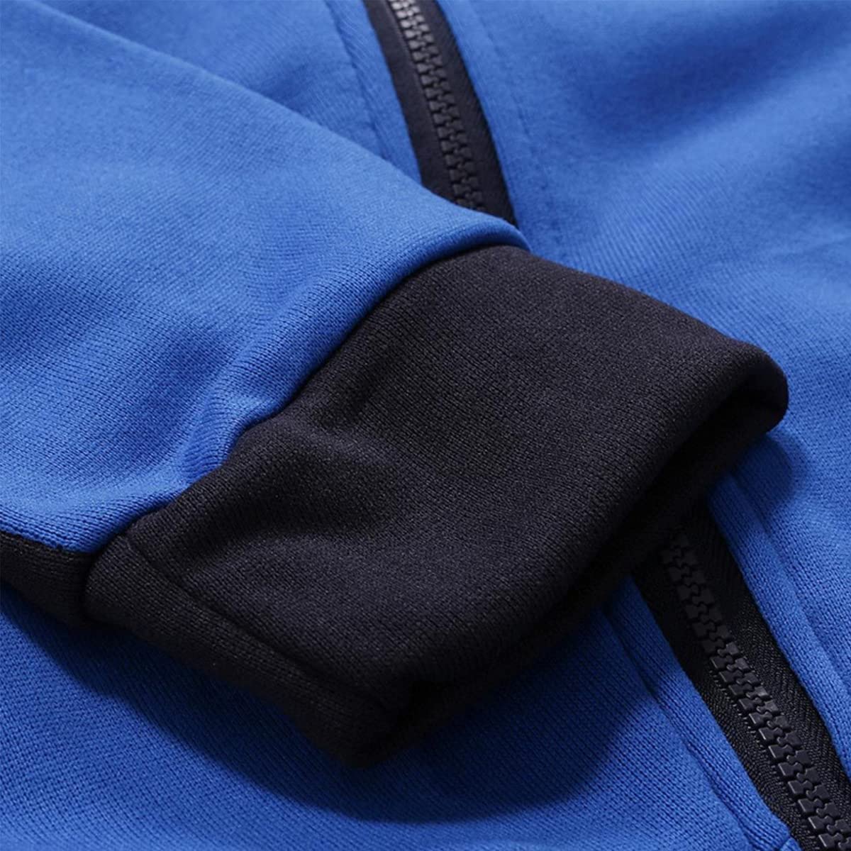 Ben.t_ley męski dres treningowy, kurtka z kapturem, do użytku na zewnątrz, podwójny zamek błyskawiczny, bluza z kapturem i spodnie sportowe, niebieski, XL