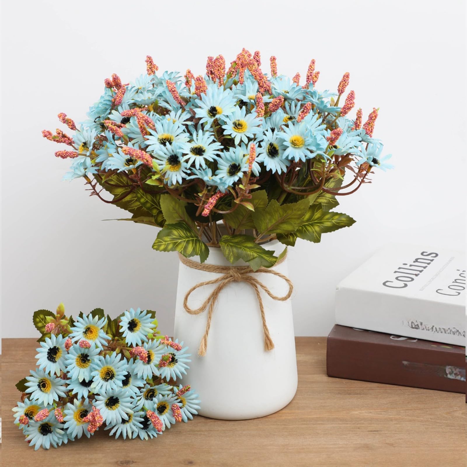 astylishome Artificial Flower Bouquet Outdoor Artificial Flowers Artificial Silk Daisy Fake Flowers UV Resistant Outdoor Fake Wildflowers Greenery Shrubs Plants Arrangements for Home Garden 3318 - Image 4