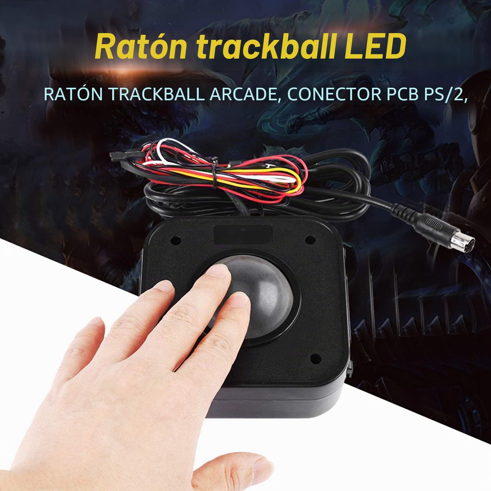 WANGCL Ratón redondo LED Trackball de 4,5 cm, conector PS/2 PCB, con cable USB Trackball para Arcade