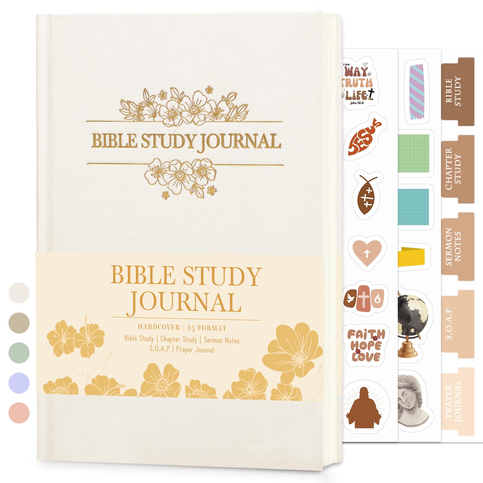 XKDOUS Bible Study Journal Church Notes Journal, Bible Study Supplies Bible Notebooks for Note Taking Reflection Prayer, 8.6’’ Guided Bible Study
