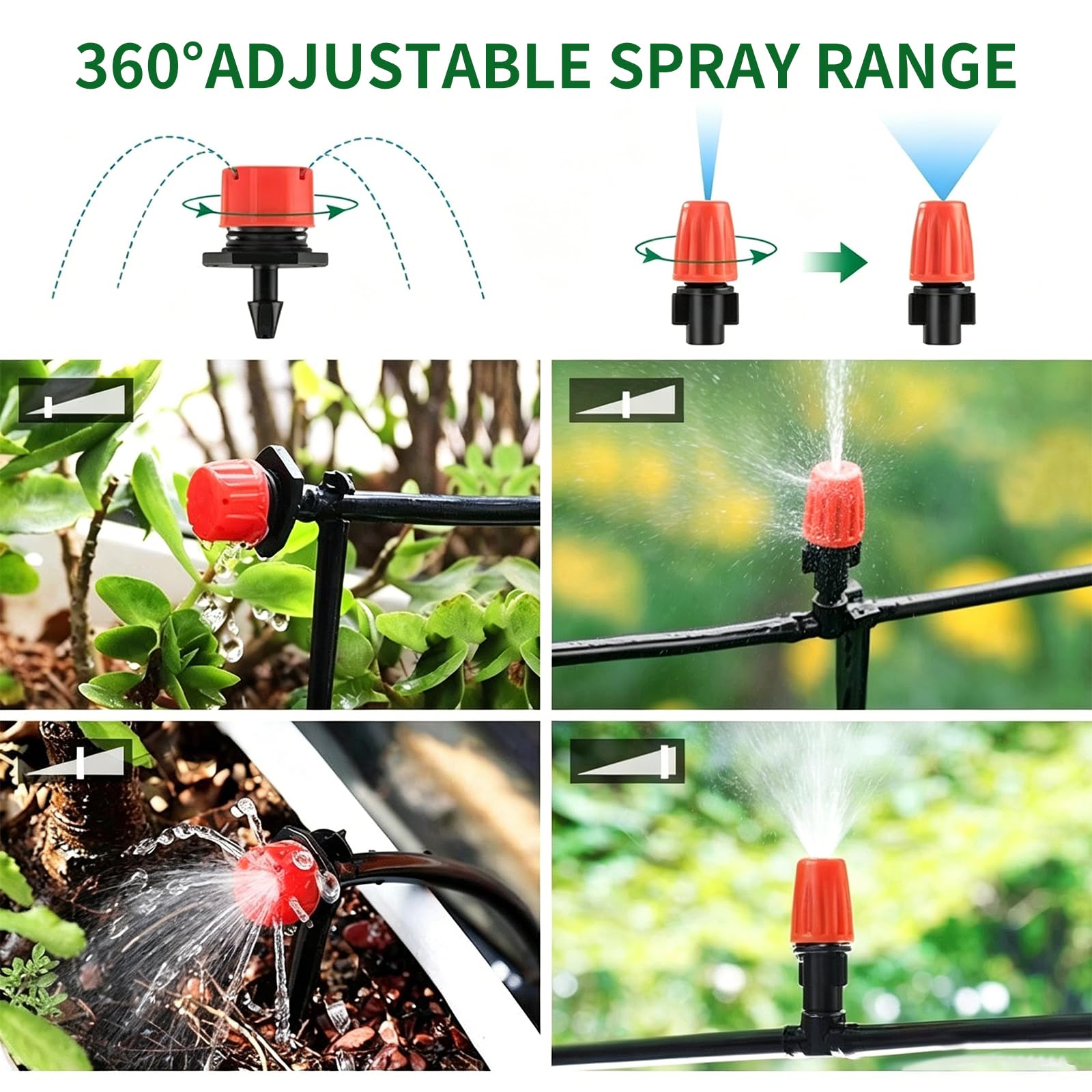 Système d'irrigation goutte à goutte de 30 m, système d'arrosage automatique de 1,6 cm, avec 30 buses en cuivre, sans outils, arrosage à brume fine pour jardin, terrasse, plantes en pot, système